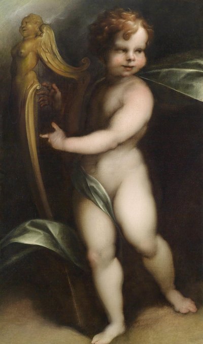 Putto Playing the Lyre by Aert Mijtens